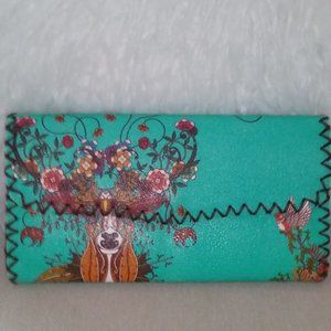 Sheng Ton green floral wallet